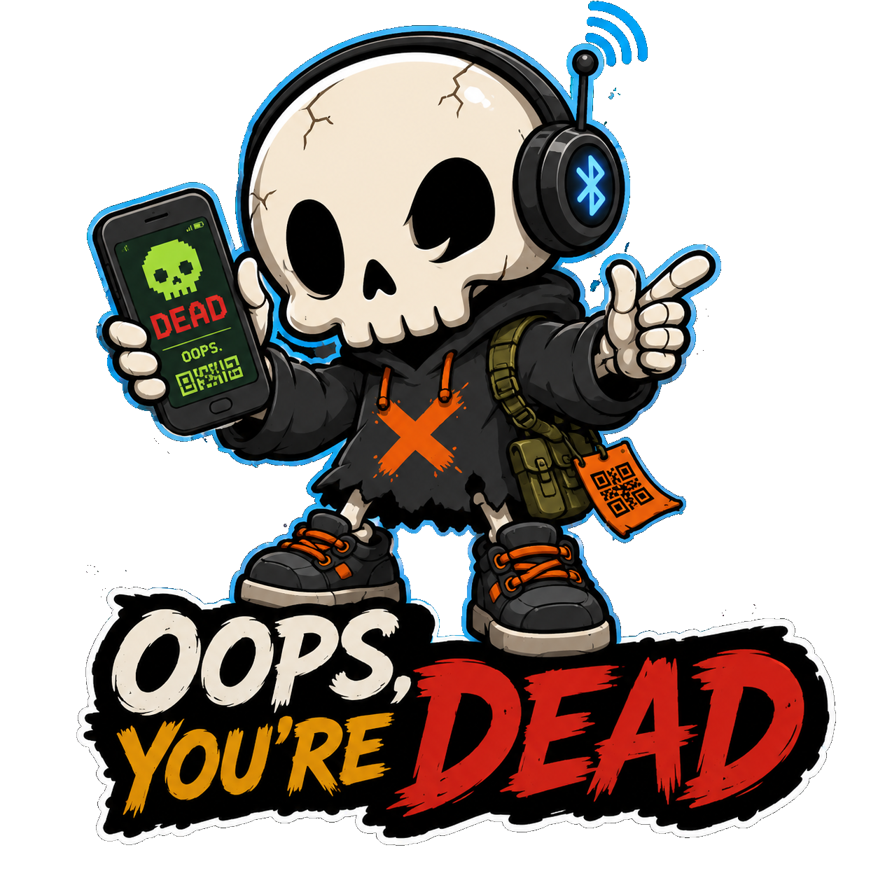 Oops, You're Dead temporary punk skeleton logo